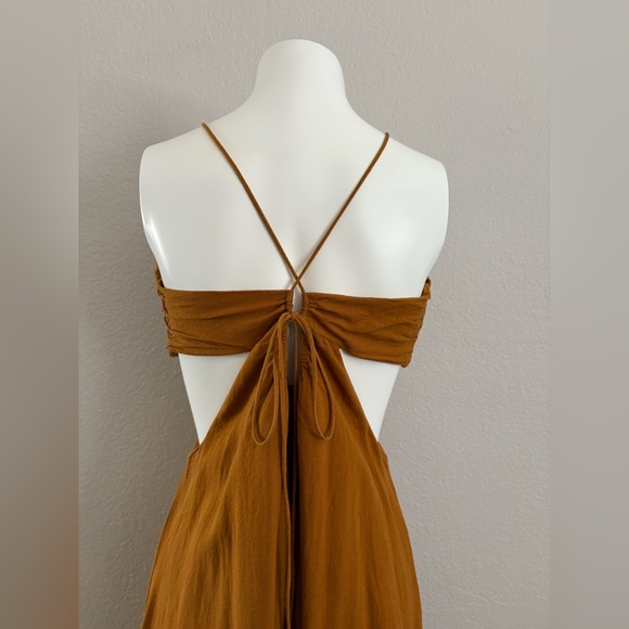 Banana Republic Manon Linen Blend Maxi Cutout Dress Sz 10 - Picture 8 of 15